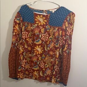 Matilda Jane Floral Blouse - Rust and Teal